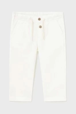Zdjęcie produktu Mayoral spodnie z domieszką lnu dziecięce kolor biały gładkie