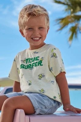 Zdjęcie produktu Mayoral t-shirt bawełniany dziecięcy kolor beżowy wzorzysty
