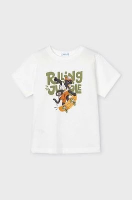 Zdjęcie produktu Mayoral t-shirt bawełniany dziecięcy kolor beżowy z nadrukiem