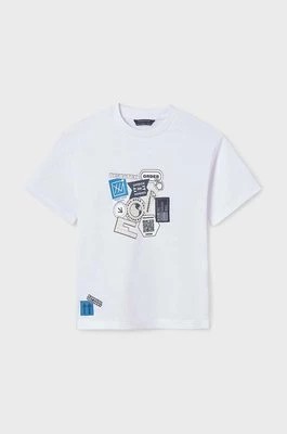 Zdjęcie produktu Mayoral t-shirt bawełniany dziecięcy kolor biały z nadrukiem