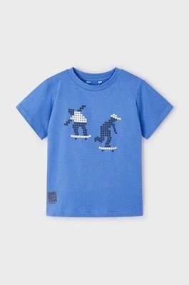 Zdjęcie produktu Mayoral t-shirt bawełniany dziecięcy kod QR do gry kolor niebieski z nadrukiem