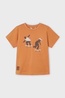 Zdjęcie produktu Mayoral t-shirt bawełniany dziecięcy kod QR do gry kolor pomarańczowy z nadrukiem
