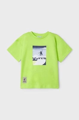 Zdjęcie produktu Mayoral t-shirt bawełniany dziecięcy kolor zielony z nadrukiem