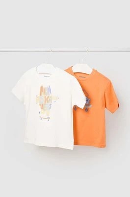 Zdjęcie produktu Mayoral t-shirt bawełniany niemowlęcy 2-pack kolor pomarańczowy z nadrukiem