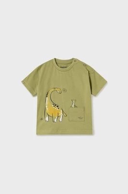 Zdjęcie produktu Mayoral t-shirt bawełniany niemowlęcy kolor zielony z nadrukiem