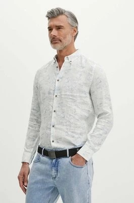Zdjęcie produktu Medicine koszula lniana męska kolor biały regular z kołnierzykiem button-down