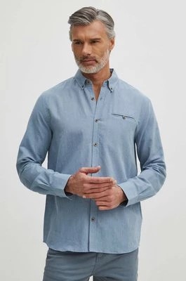 Zdjęcie produktu Medicine koszula lniana męska kolor niebieski regular z kołnierzykiem button-down