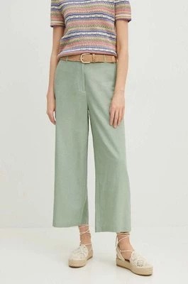Zdjęcie produktu Medicine spodnie lniane damskie kolor zielony fason culottes high waist