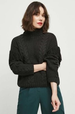 Zdjęcie produktu Medicine sweter damski kolor czarny ciepły z golfem