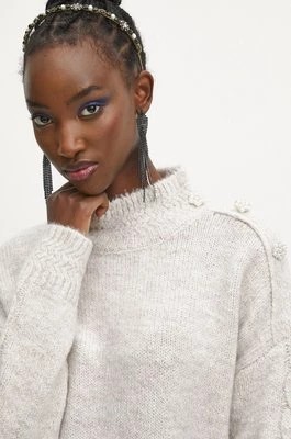 Zdjęcie produktu Medicine sweter z domieszką wełny damski kolor beżowy ciepły z półgolfem