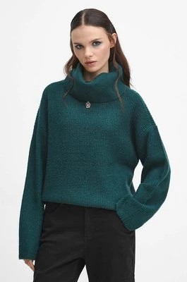 Zdjęcie produktu Medicine sweter z domieszką wełny damski kolor turkusowy ciepły z golfem
