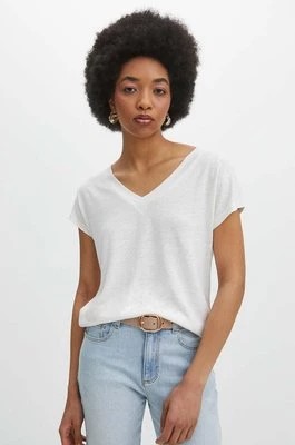Zdjęcie produktu Medicine t-shirt lniany damski kolor beżowy