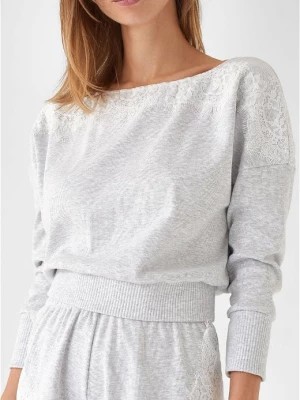 Zdjęcie produktu Melanżowa bluza damska z bawełny z subtelną koronką Snow Flake Poupee Marilyn