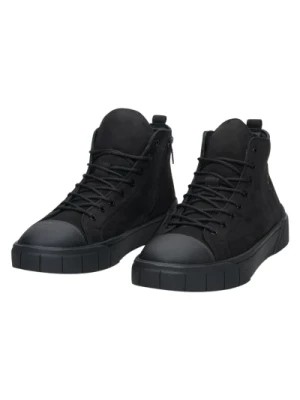 Zdjęcie produktu Men's Black Suede High-Top Sneakers for Winter with Fur Lining Estro Er00113958 Estro