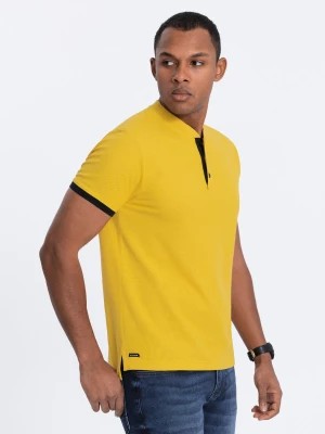 Zdjęcie produktu Męska koszulka polo bez kołnierzyka - żółta V9 OM-TSCT-0156
 -                                    S