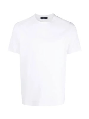 Zdjęcie produktu Męska koszulka z krótkim rękawem w białym kolorze z czarnym logo Herno