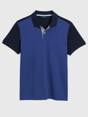 Zdjęcie produktu Męska, niebieska koszulka polo GANT z blokami piki