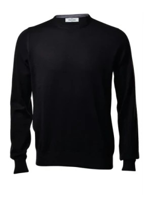 Zdjęcie produktu Męski sweter o okrągłym dekolcie z czarnej wełny merino Gran Sasso
