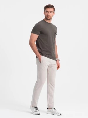 Zdjęcie produktu Męskie spodnie dresowe z nogawką bez ściągacza - jasnobeżowe V1 OM-PABS-0206
 -                                    XL