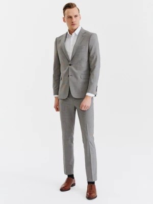 Zdjęcie produktu Męskie spodnie garniturowe w kratę w brązowych tonach Pako Lorente