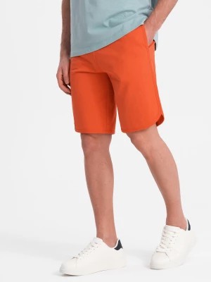 Zdjęcie produktu Męskie szorty dresowe z zaokrągloną nogawką - pomarańczowe V5 OM-SRSK-0105
 -                                    M