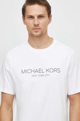 Zdjęcie produktu Michael Kors t-shirt bawełniany męski kolor biały z nadrukiem