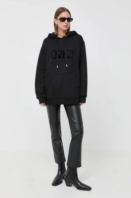 Zdjęcie produktu MICHAEL Michael Kors bluza bawełniana damska kolor czarny z kapturem z aplikacją