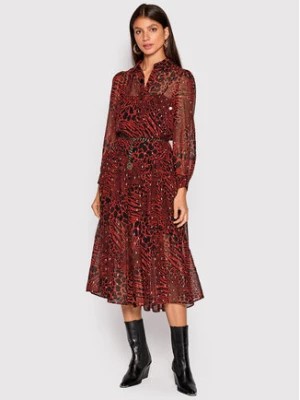 Zdjęcie produktu MICHAEL Michael Kors Sukienka koszulowa Metallic Fil Coupé Animal Print MU281425X1 Czerwony Regular Fit
