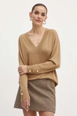 Zdjęcie produktu MICHAEL Michael Kors sweter wełniany damski kolor brązowy lekki MT460YB4VR