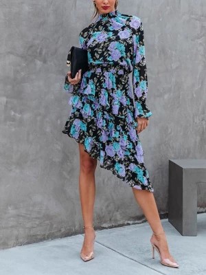 Zdjęcie produktu Milan Kiss Sukienka w kolorze czarno-fioletowo-niebieskim rozmiar: L