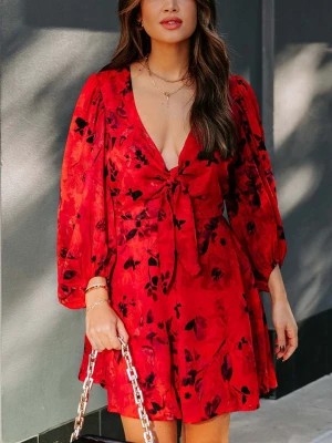 Zdjęcie produktu Milan Kiss Sukienka w kolorze czerwono-czarnym rozmiar: XL