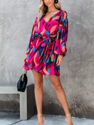 Zdjęcie produktu Milan Kiss Sukienka w kolorze różowo-brzoskwiniowo-czarnym rozmiar: L