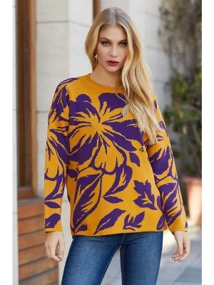 Zdjęcie produktu Milan Kiss Sweter w kolorze musztardowym ze wzorem rozmiar: L