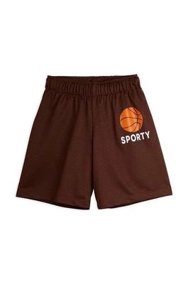 Zdjęcie produktu Mini Rodini szorty dziecięce Basket kolor brązowy z nadrukiem