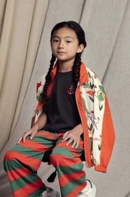 Zdjęcie produktu Mini Rodini t-shirt bawełniany dziecięcy Anchor kolor czarny gładki