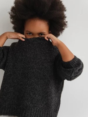 Zdjęcie produktu MINI Sweter oversize z bufiastym rękawem GRAFITOWY - RIVERO-1 Marsala