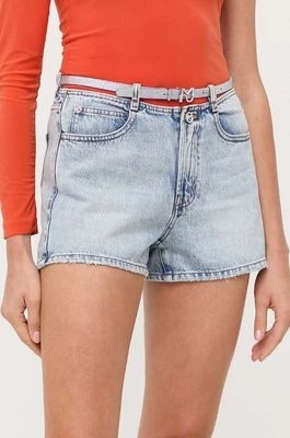 Zdjęcie produktu Miss Sixty szorty jeansowe damskie kolor niebieski gładkie high waist