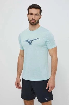 Zdjęcie produktu Mizuno t-shirt do biegania Core kolor turkusowy z nadrukiem J2GAB009