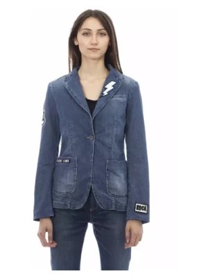 Zdjęcie produktu Modna Niebieska Kurtka z Denimu z Naszywkami Baldinini