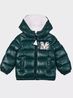 Zdjęcie produktu Moncler Kids Zielona kurtka Arslan z logo 0-3 lat rozmiar 12/18 MSC