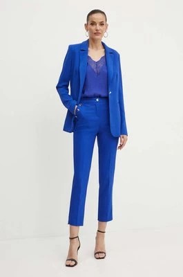Zdjęcie produktu Morgan spodnie PRATY damskie kolor niebieski dopasowane high waist PRATY