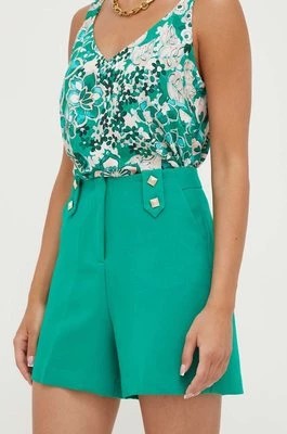 Zdjęcie produktu Morgan szorty damskie kolor zielony gładkie high waist