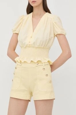 Zdjęcie produktu Morgan szorty damskie kolor żółty gładkie high waist