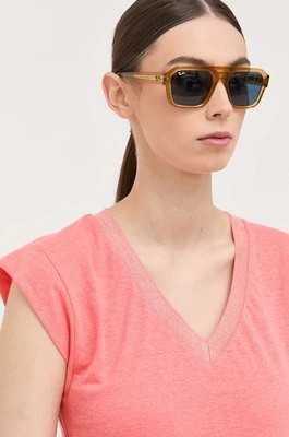 Zdjęcie produktu Morgan t-shirt lniany damski kolor pomarańczowy