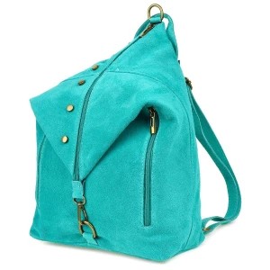 Zdjęcie produktu Morski włoski stylowy plecak damski skórzany zamsz A4 zielony Merg