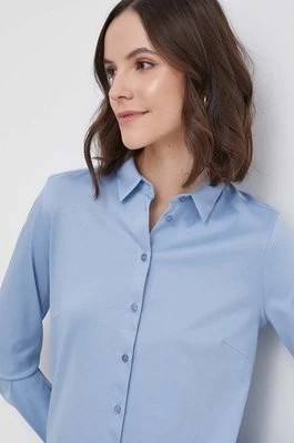 Zdjęcie produktu Mos Mosh koszula bawełniana damska kolor niebieski regular z kołnierzykiem klasycznym