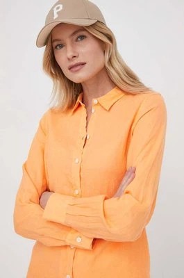 Zdjęcie produktu Mos Mosh koszula lniana kolor pomarańczowy regular z kołnierzykiem klasycznym