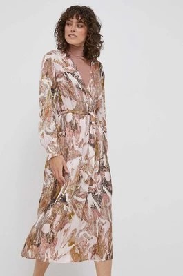 Zdjęcie produktu Mos Mosh sukienka kolor beżowy midi rozkloszowana