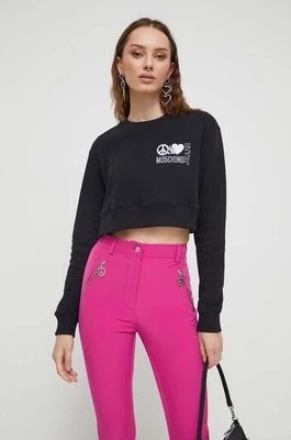 Zdjęcie produktu Moschino Jeans bluza bawełniana damska kolor czarny z aplikacją