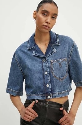 Zdjęcie produktu Moschino Jeans koszula jeansowa damska kolor niebieski relaxed z kołnierzykiem klasycznym 0202.8224